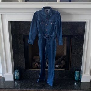 Never Worn - GAP Blue Denim Belted Jumpsuit